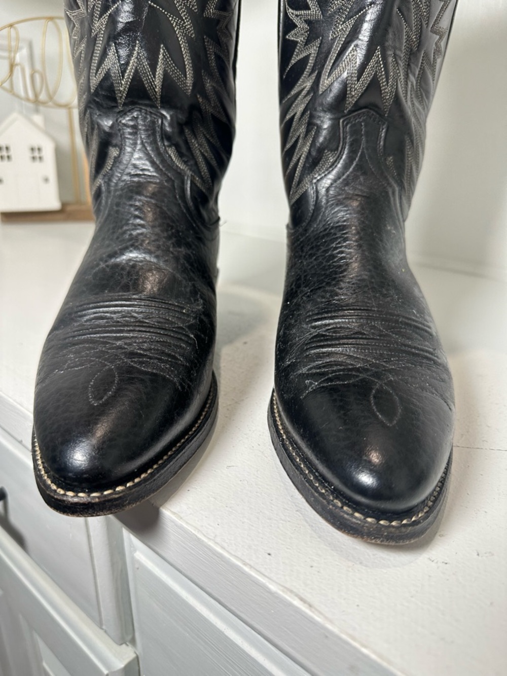 Vintage Dan Post Western Boots Womens 9.5 Brown Leather Cowboy Classic USA - Picture 4 of 9